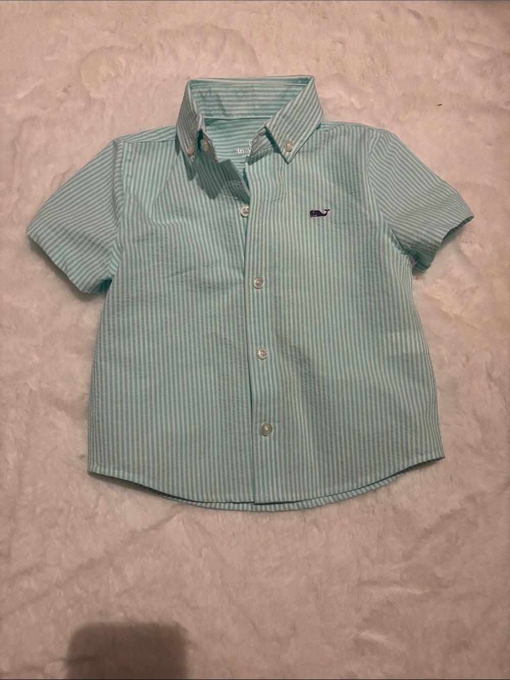 Vineyard Vines Boys Mint Striped Short-Sleeve Button-Down